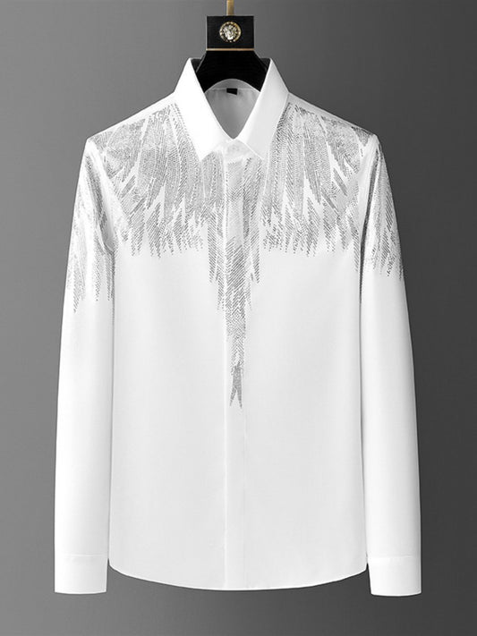 Diamond-shaped rhinestone long-sleeved shirt