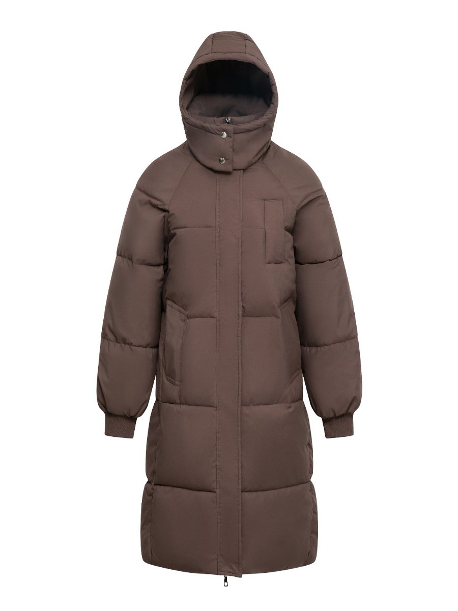 Long hooded down jacket