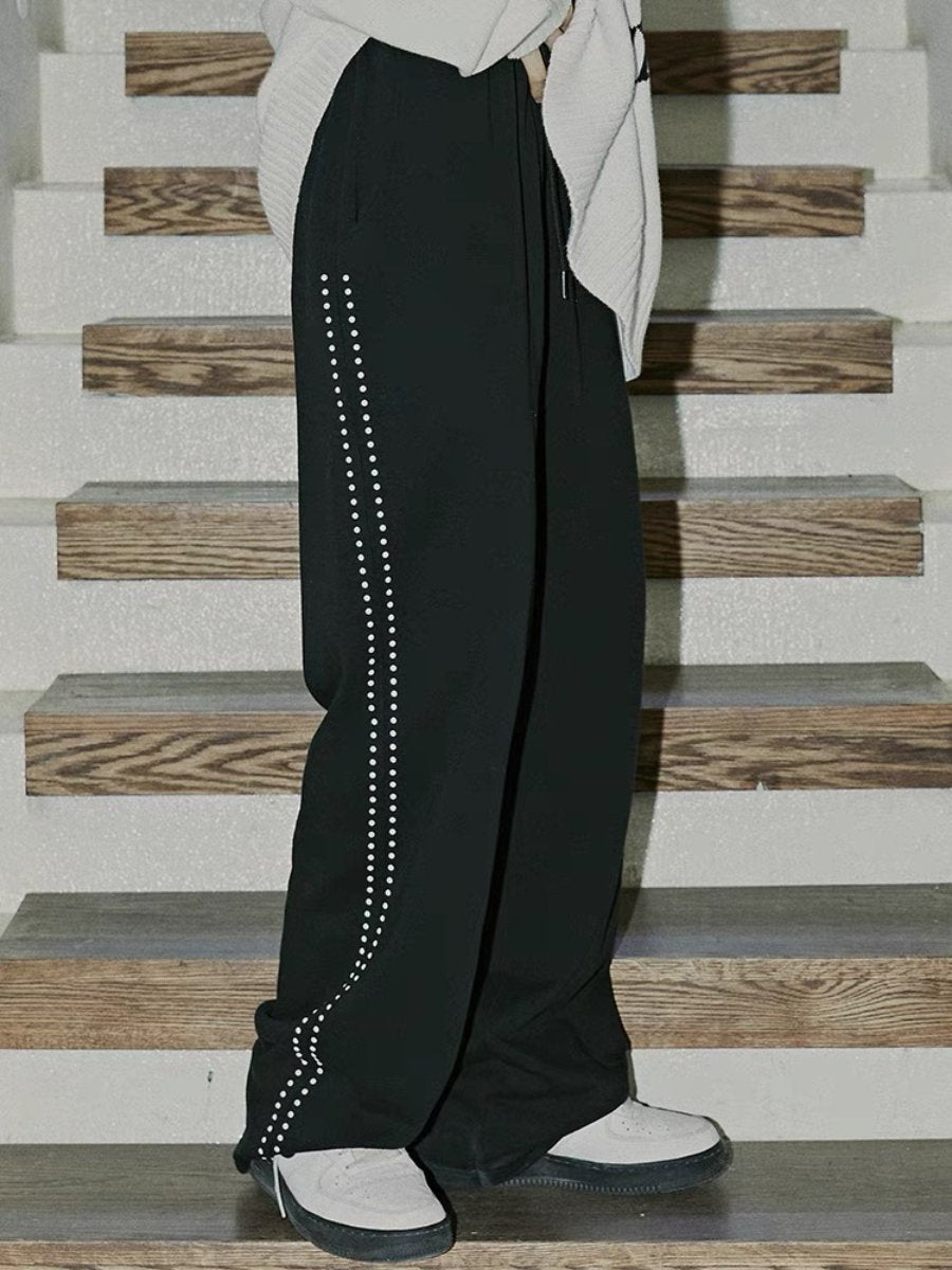 Shiny casual loose wide-legged pants