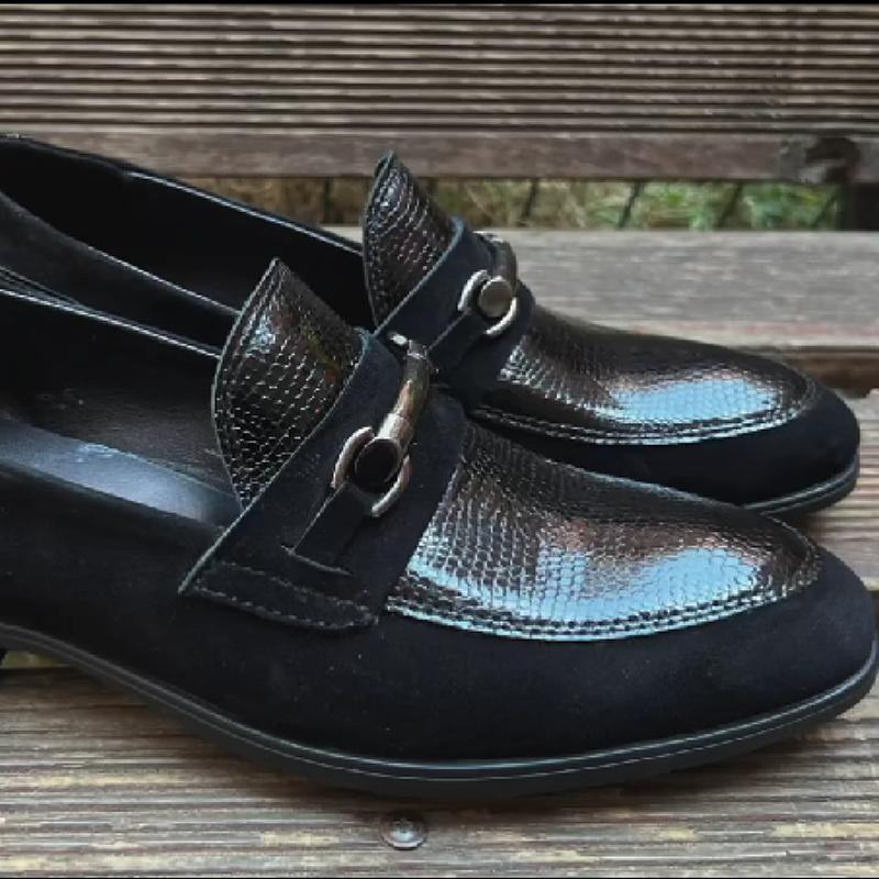 Glossy panelled British leather shoes