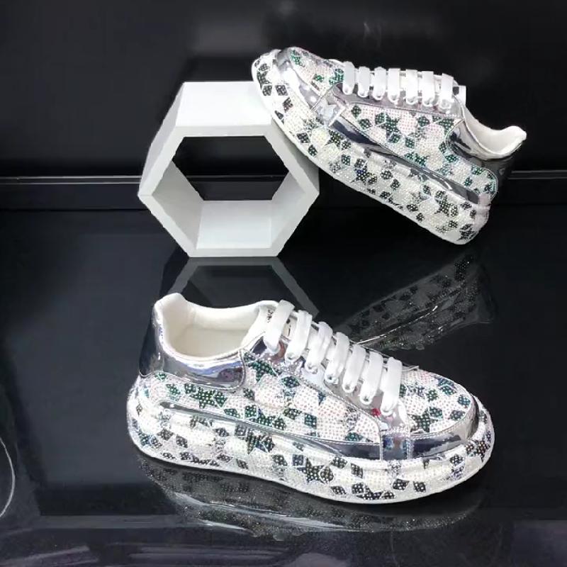 Light luxury diamond print men's casual shoes