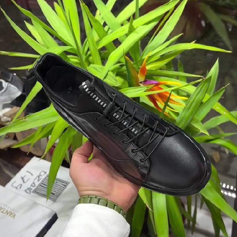 Shiny leather platform casual shoes