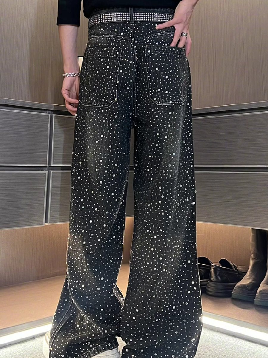 Diamond-filled loose, breathable casual pants