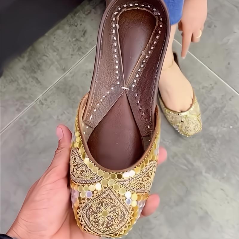 Women's casual flats with gold sequins