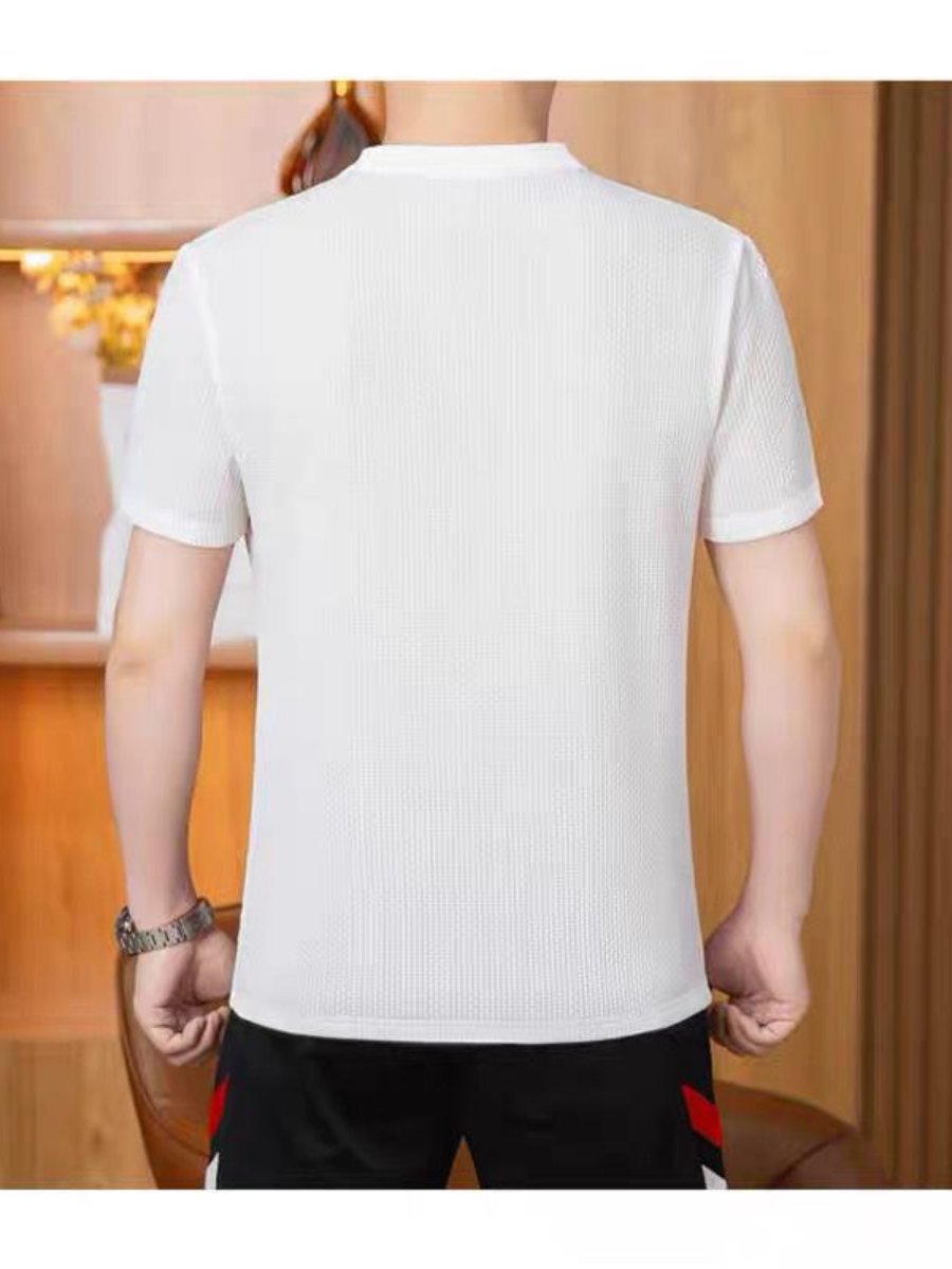 Faucet Embroidery Trend Round Neck Breathable Ice Silk Short Sleeve