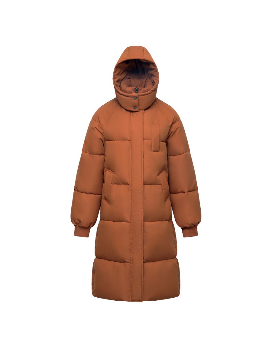 Long hooded down jacket