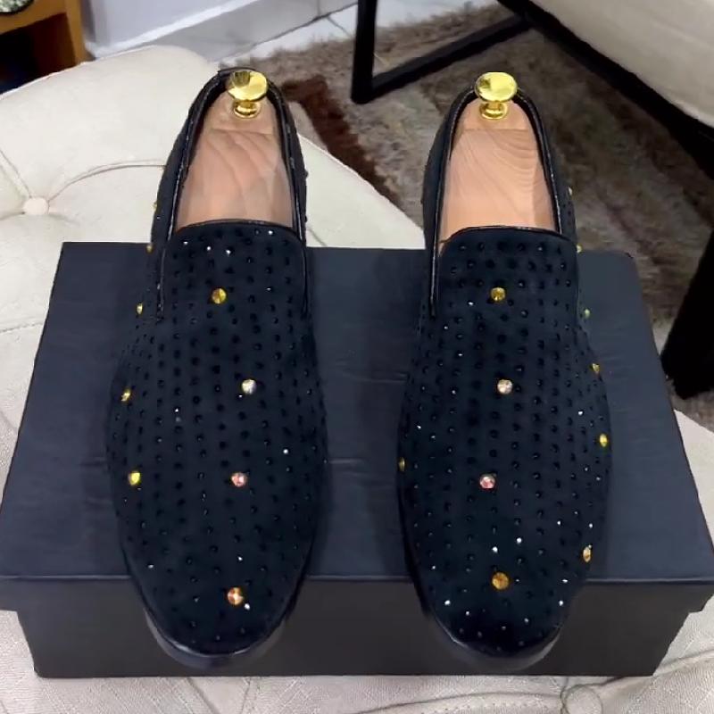 Light luxury rhinestone sparkling men's leather shoes