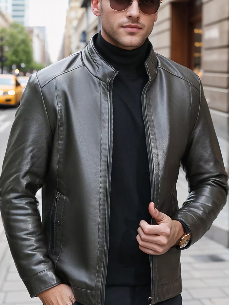 Fashionable leather high-end men's jacket