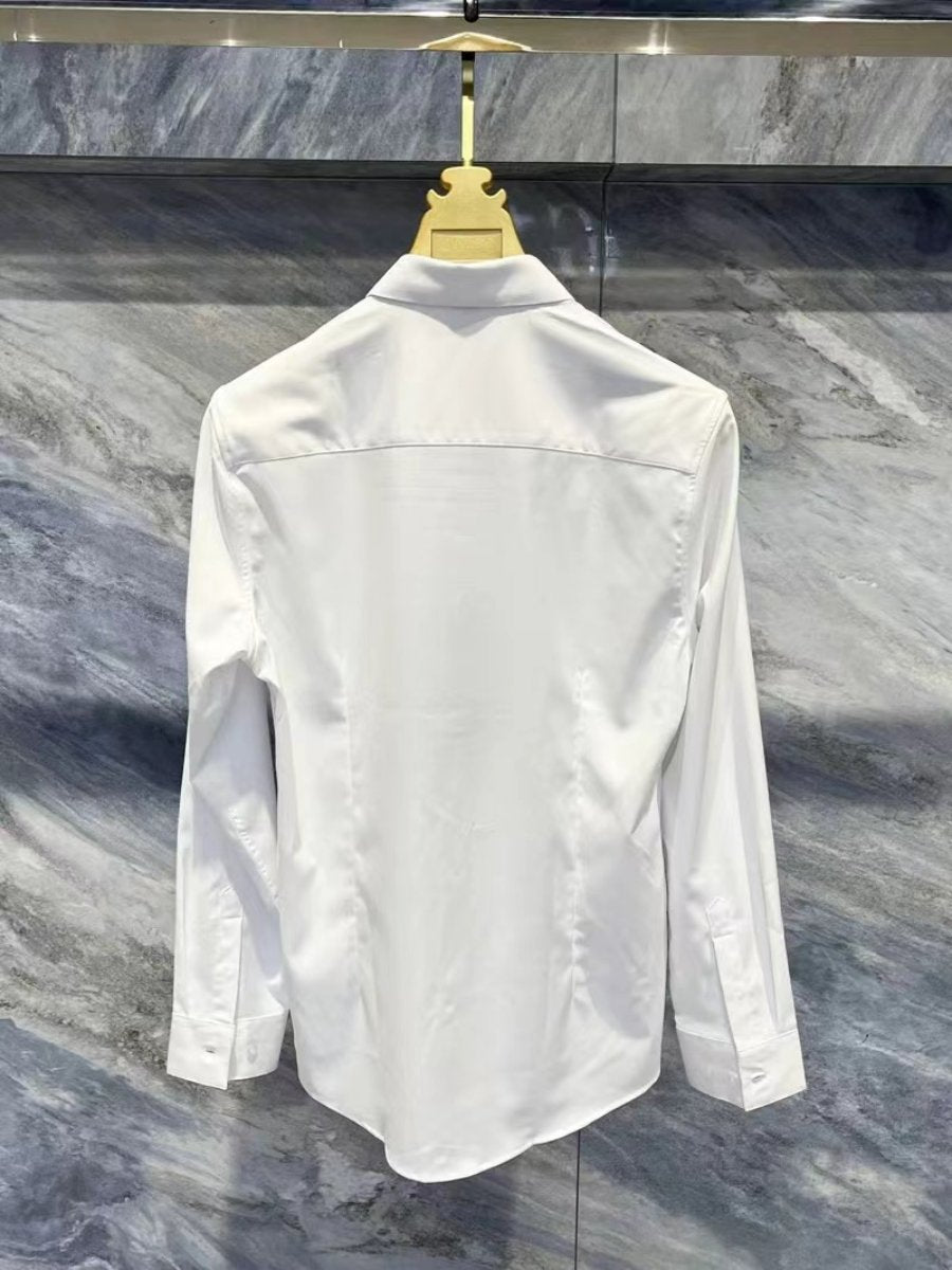 Long sleeve shirt with white embroidered rhinestones