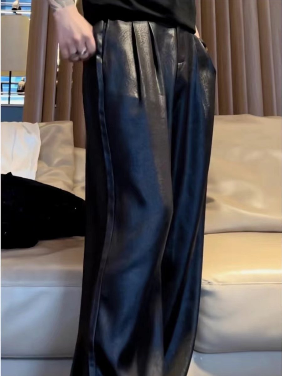 Premium satin ruffled texture trousers