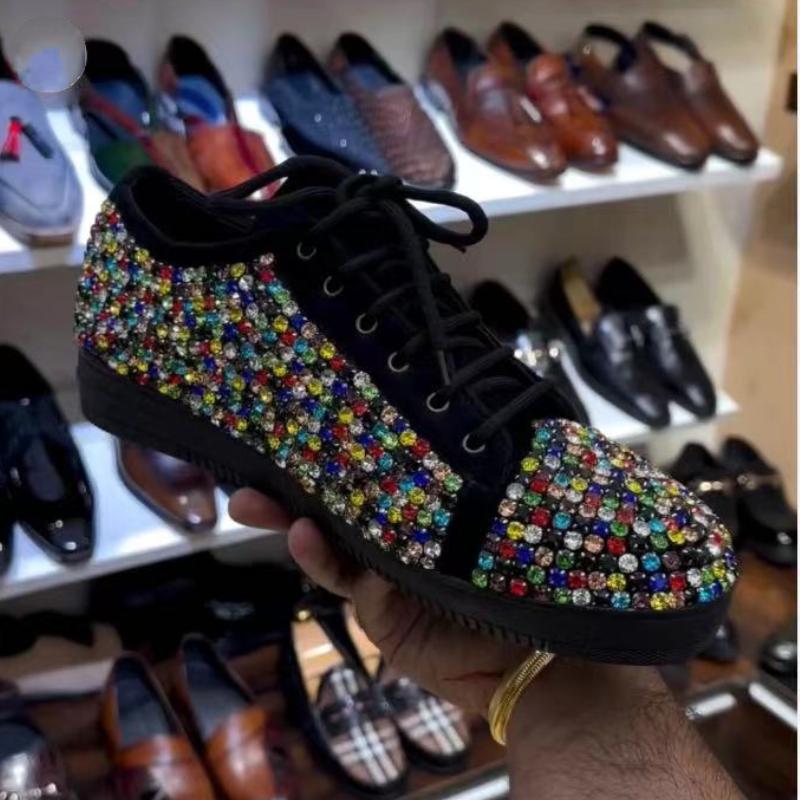 Fashionable colorful rhinestone men's casual shoes