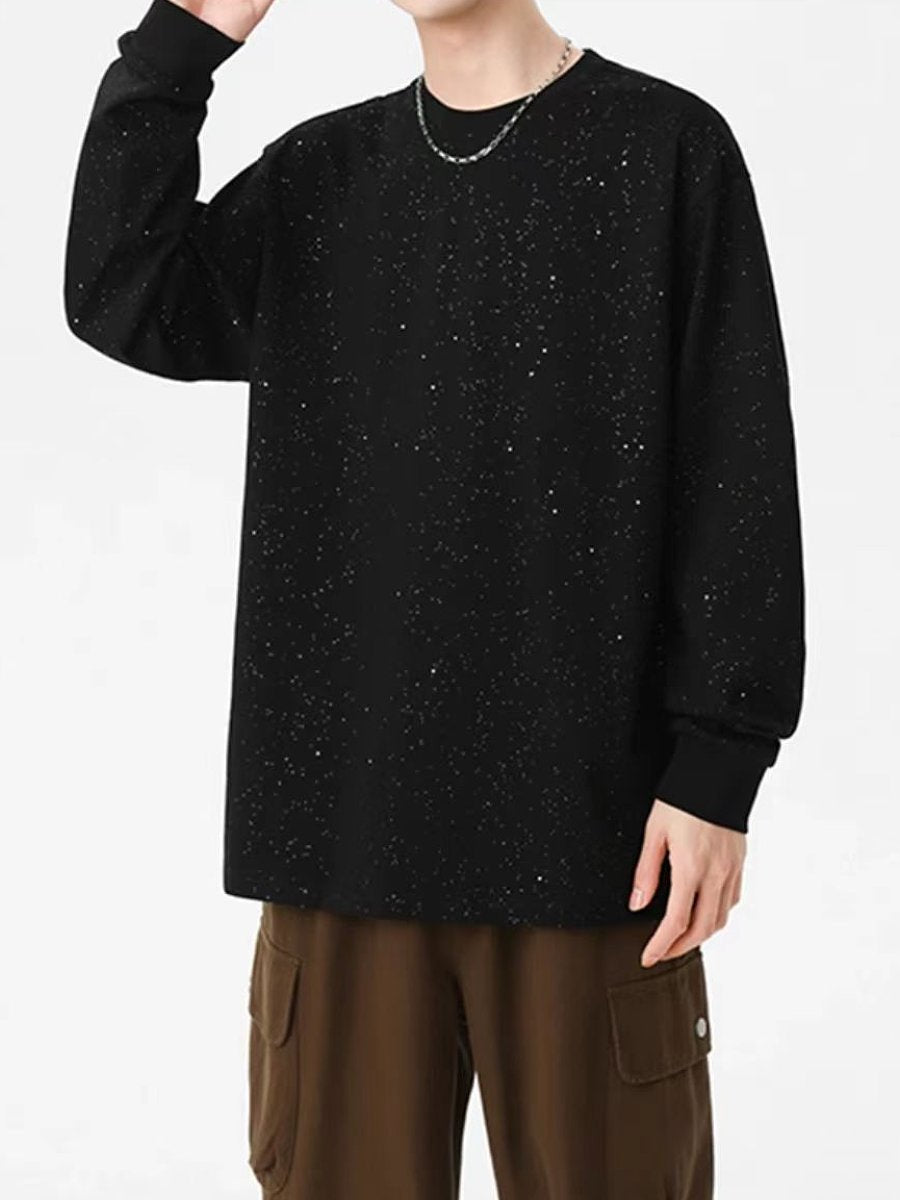 Starry breathable men's loose long-sleeved T-shirt