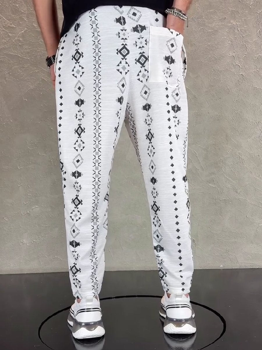 Simple white patterned loose trousers