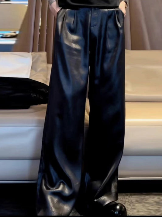 Premium satin ruffled texture trousers