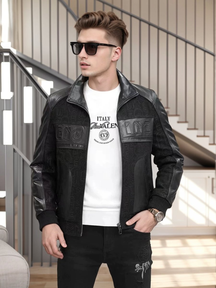 Light luxury fashion leather patchwork jacket