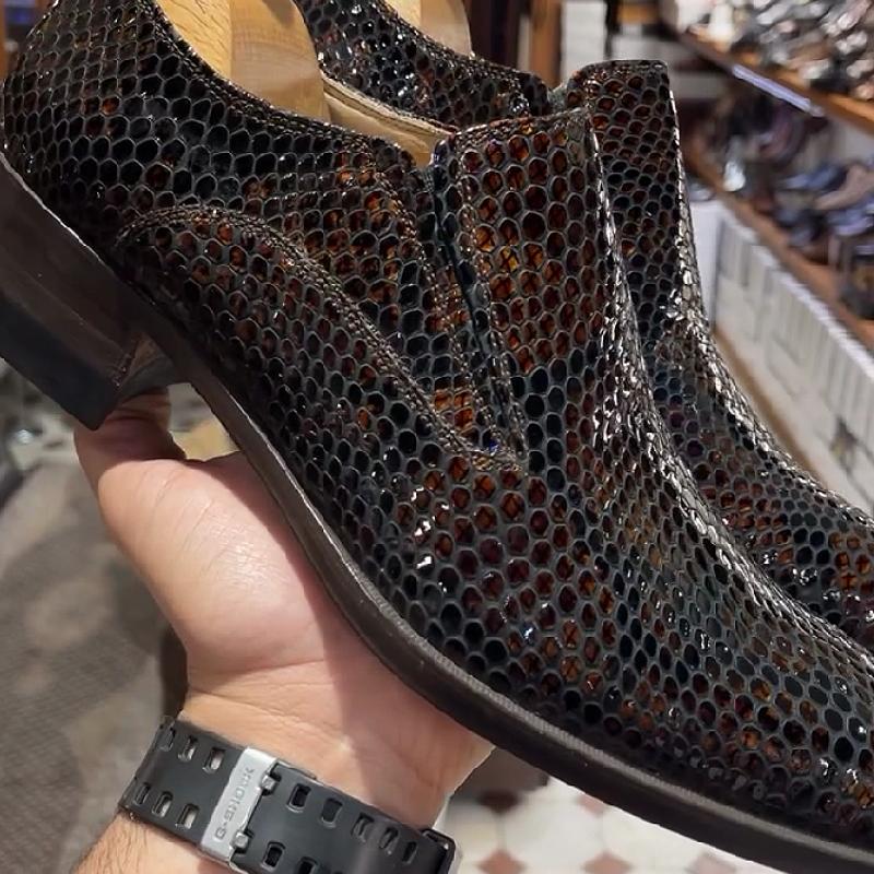 Snakeskin shiny, breathable and fashionable men's shoes