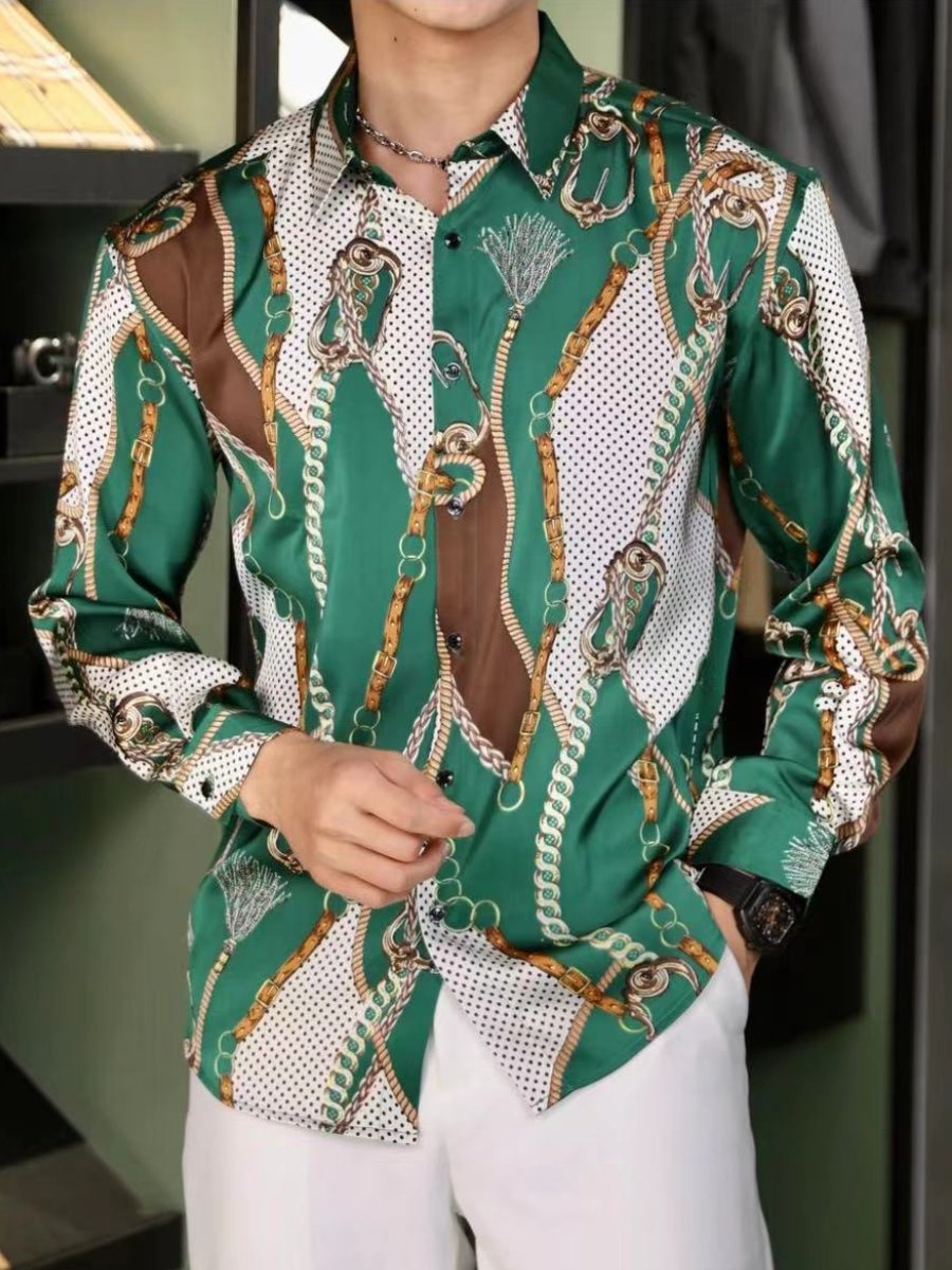 Green printed casual shirt