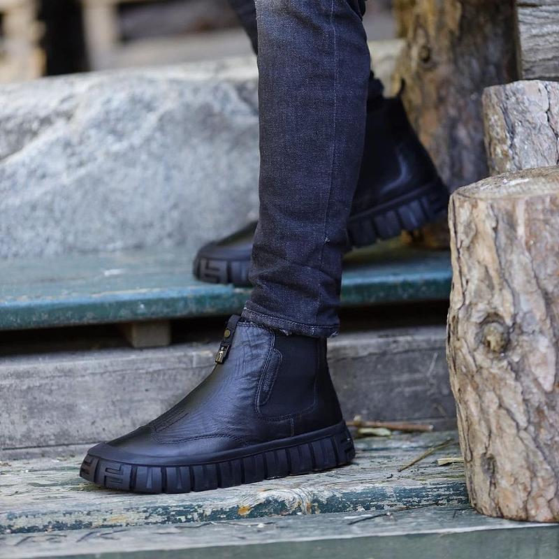 Leather sole pattern fashion men's boots