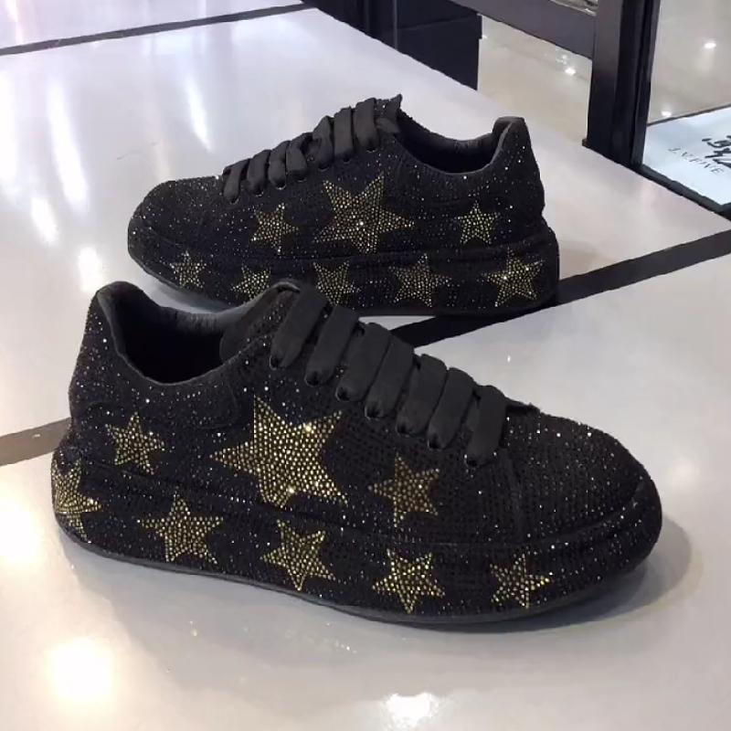 Pentagram rhinestone sparkle casual shoes