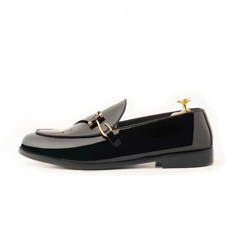 Single-buckle light luxury shiny fashion leather shoes