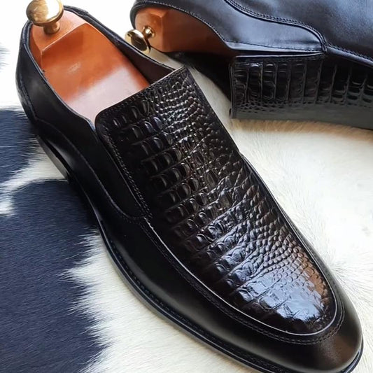 Trendy crocodile leather casual leather shoes