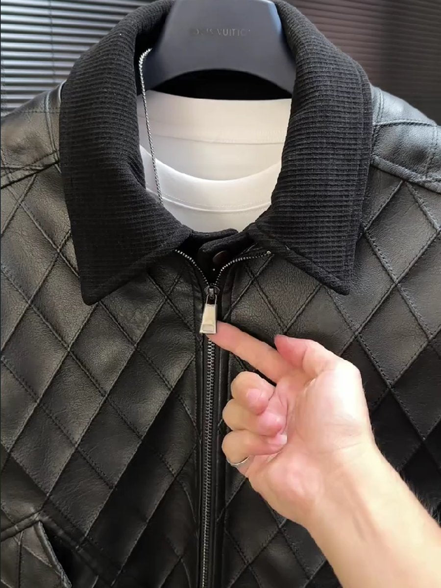 A high-quality diamond-pattern leather jacket