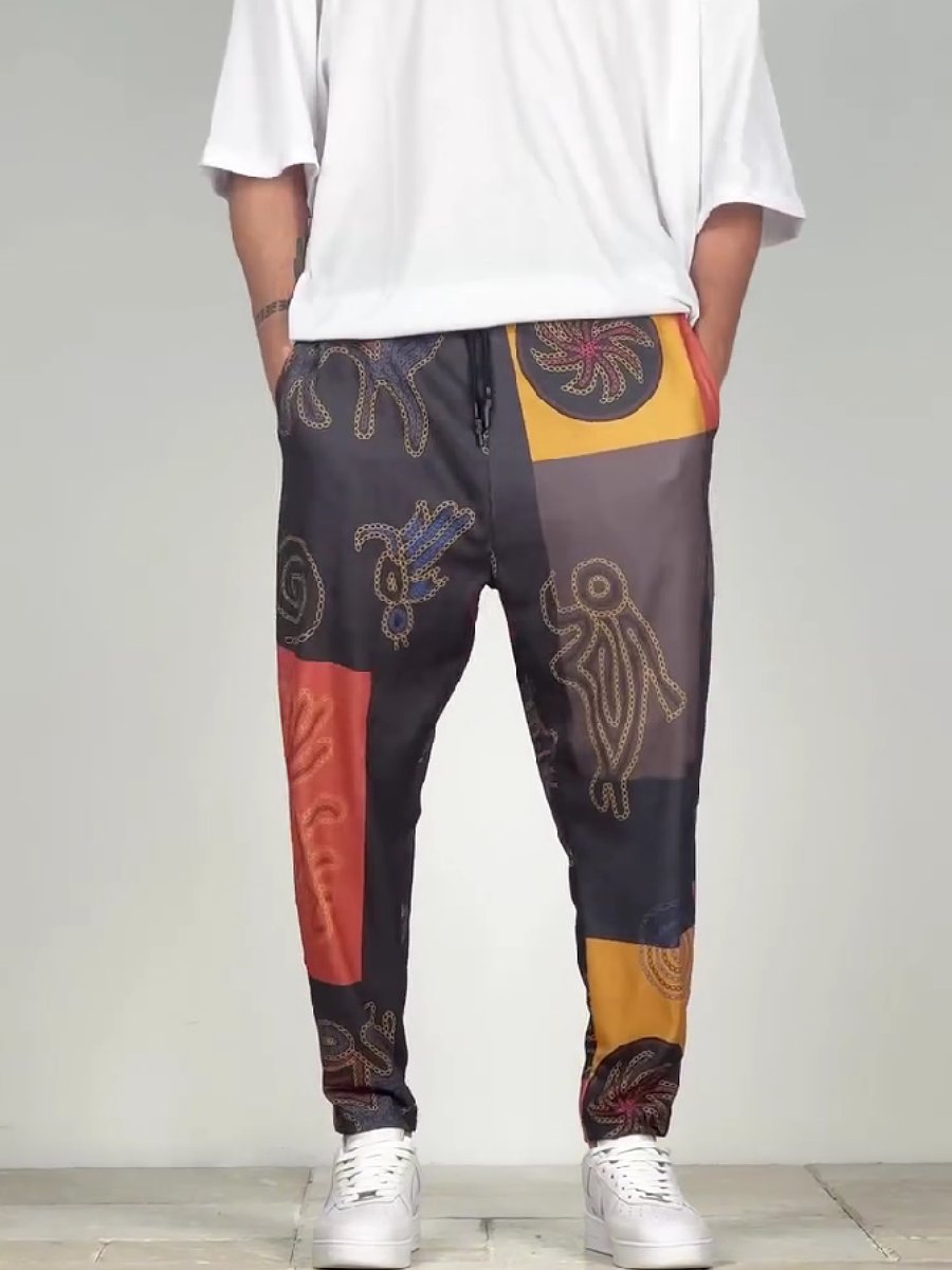 Loose-fitting, breathable panelled patterned trousers