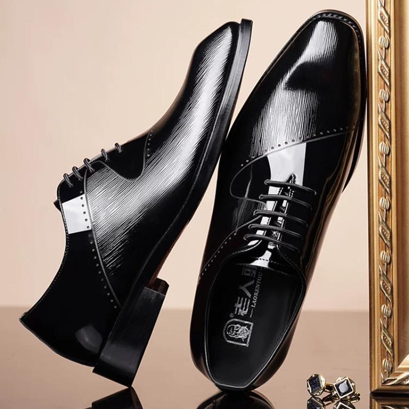 High-end casual leather shoes with shiny patterns