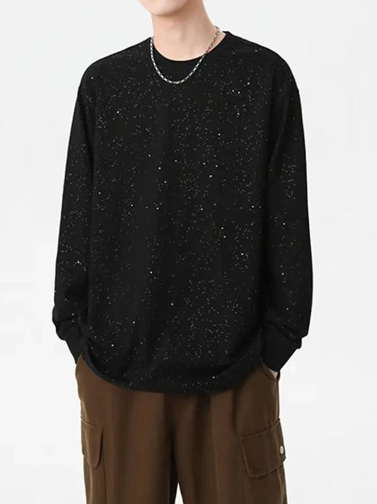 Starry breathable men's loose long-sleeved T-shirt