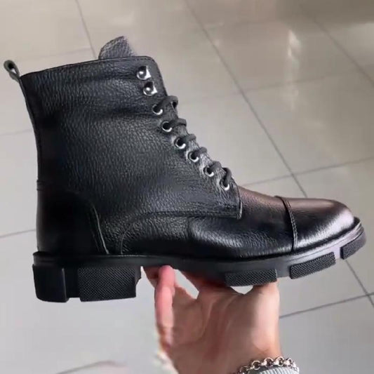 Classic leather platform men's boots