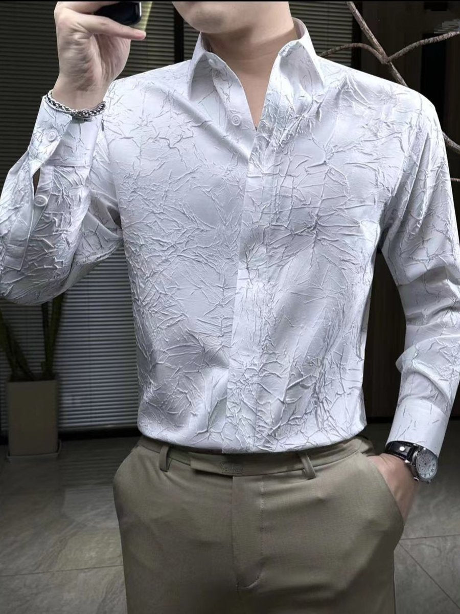 Textured cracked long-sleeved shirt