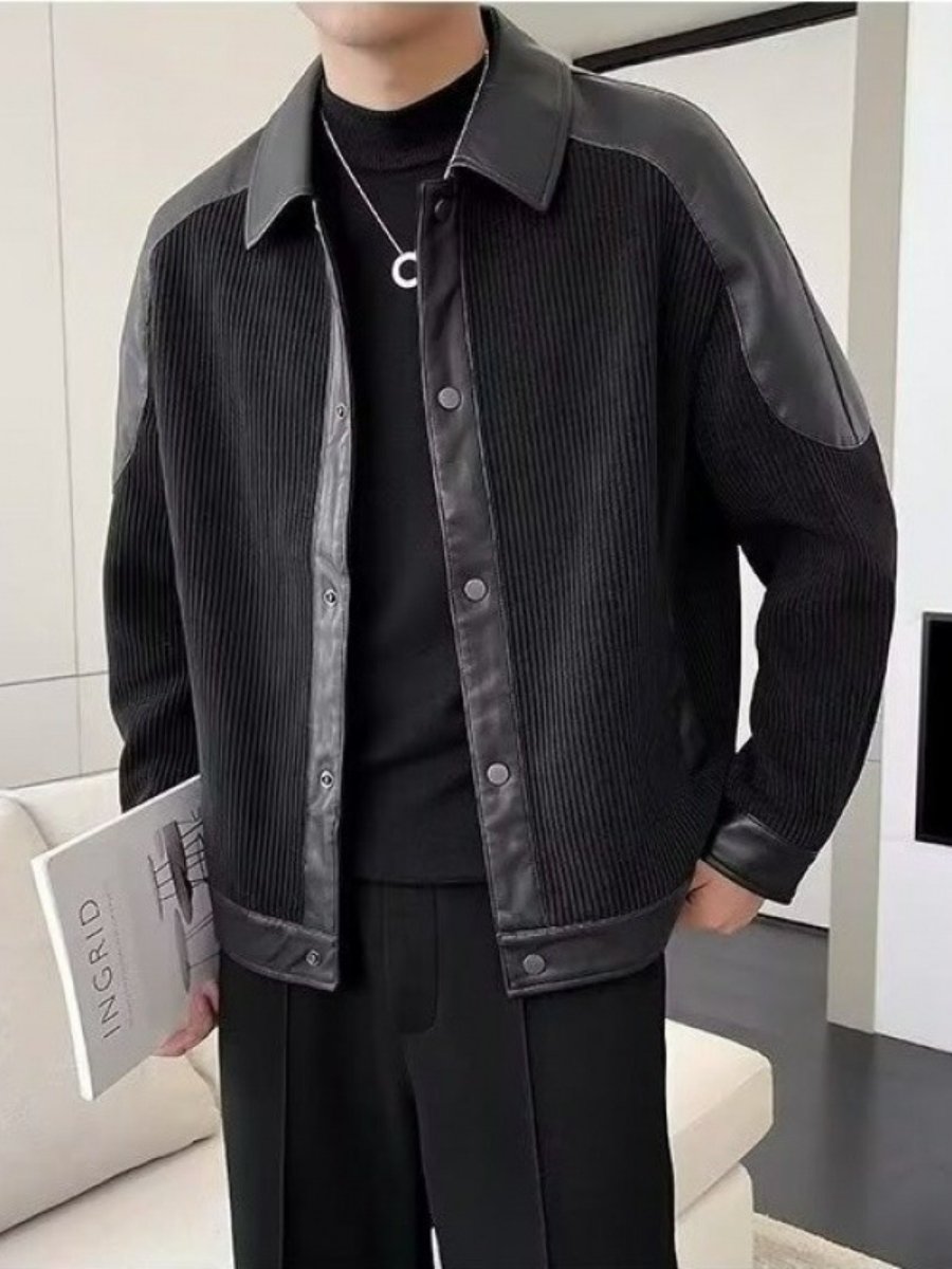 High-end jacket with stylish leather panels