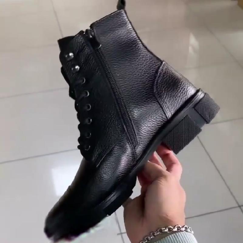 Classic leather platform men's boots