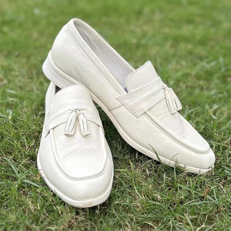 White men's business leather shoes