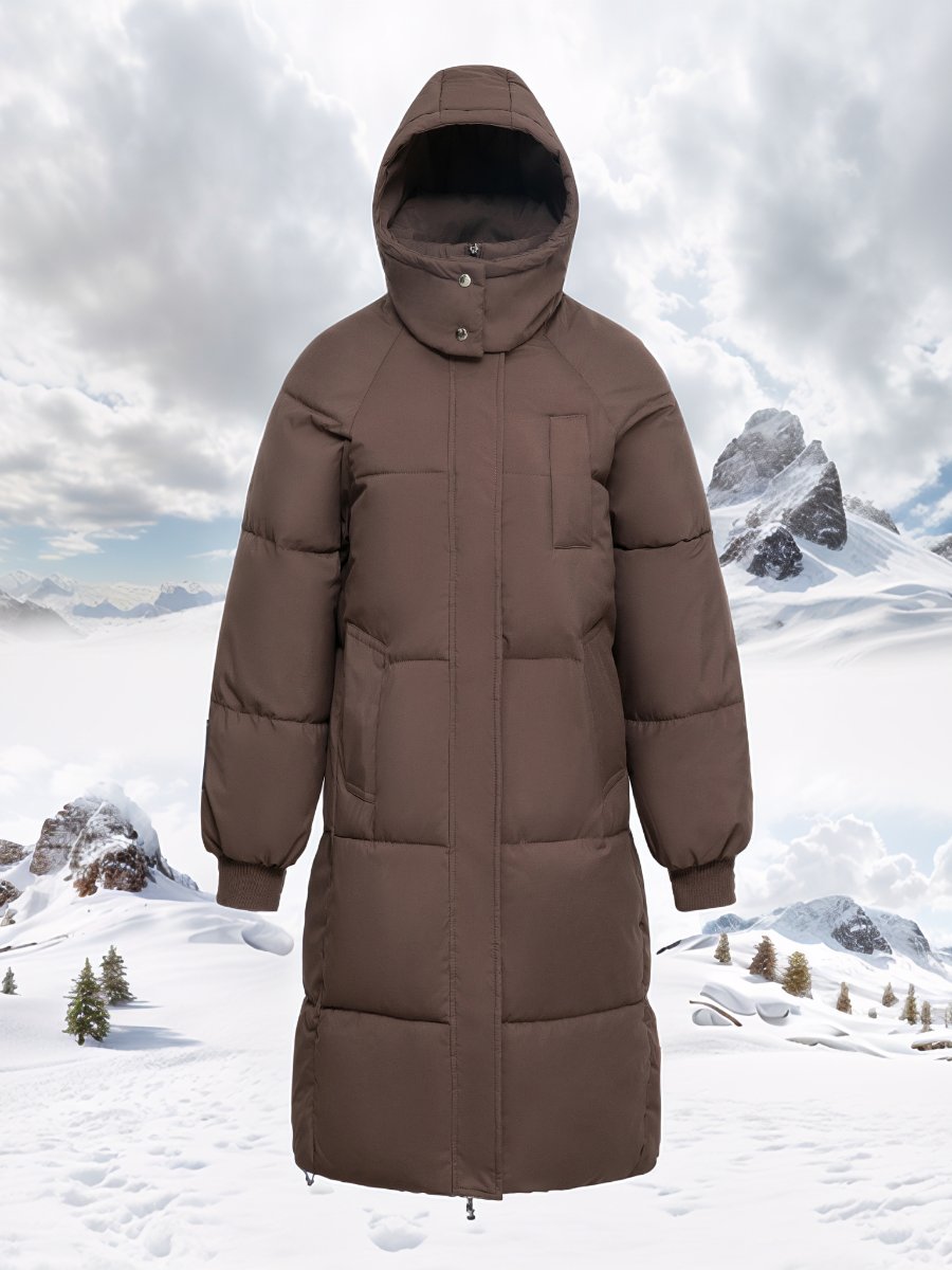 Long hooded down jacket