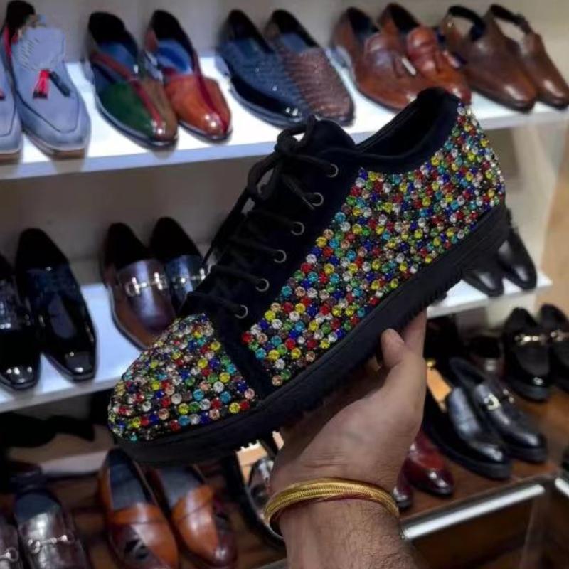 Fashionable colorful rhinestone men's casual shoes