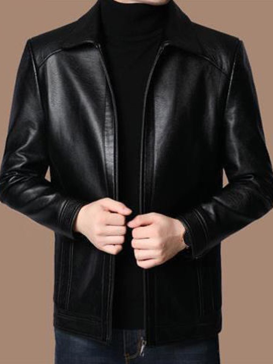 Fashionable leather high-end men's jacket