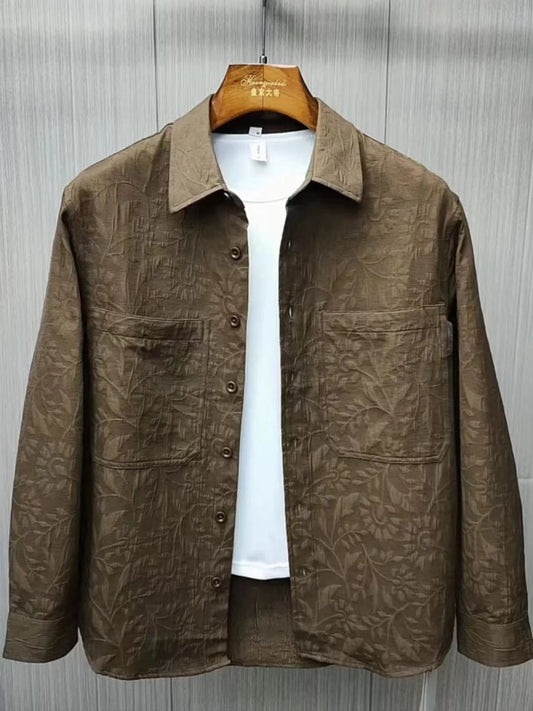 Pattern-embossed casual lapel coat