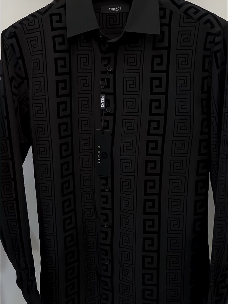 Textured black printed men's shirt