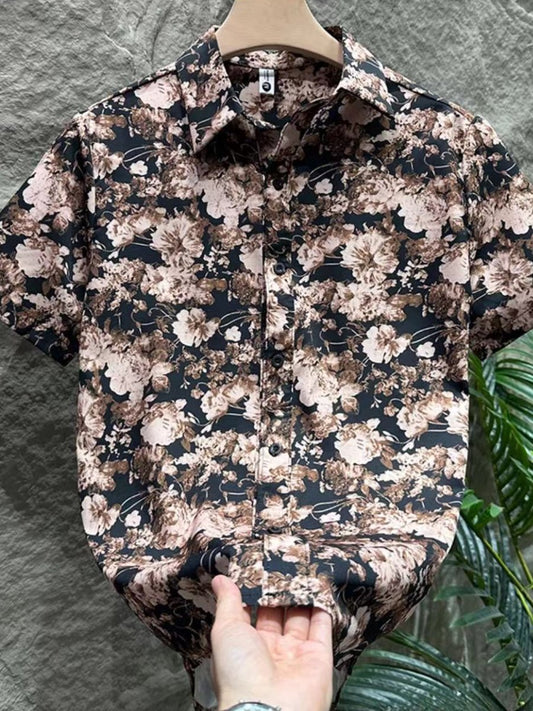 Vintage print short-sleeved shirt