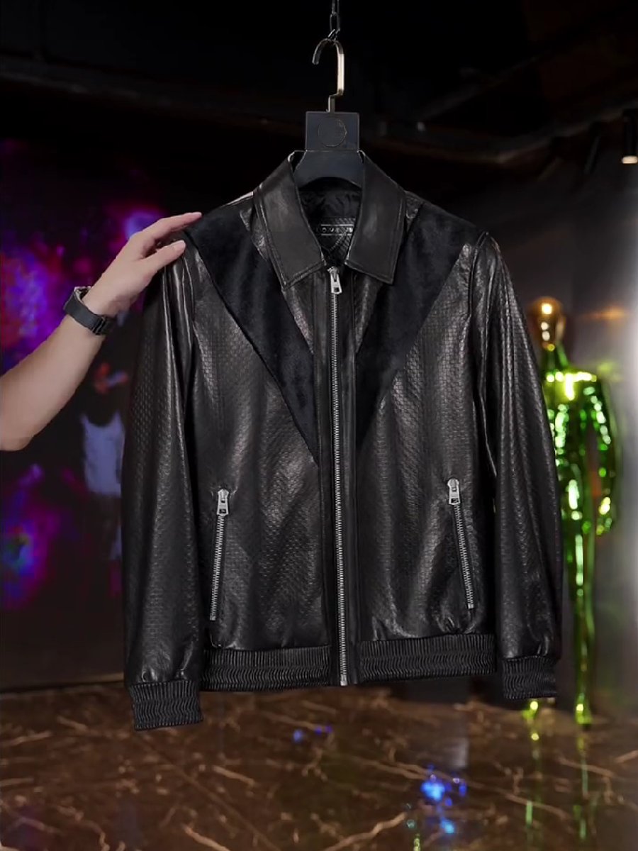 Leather panelled luxury jacket