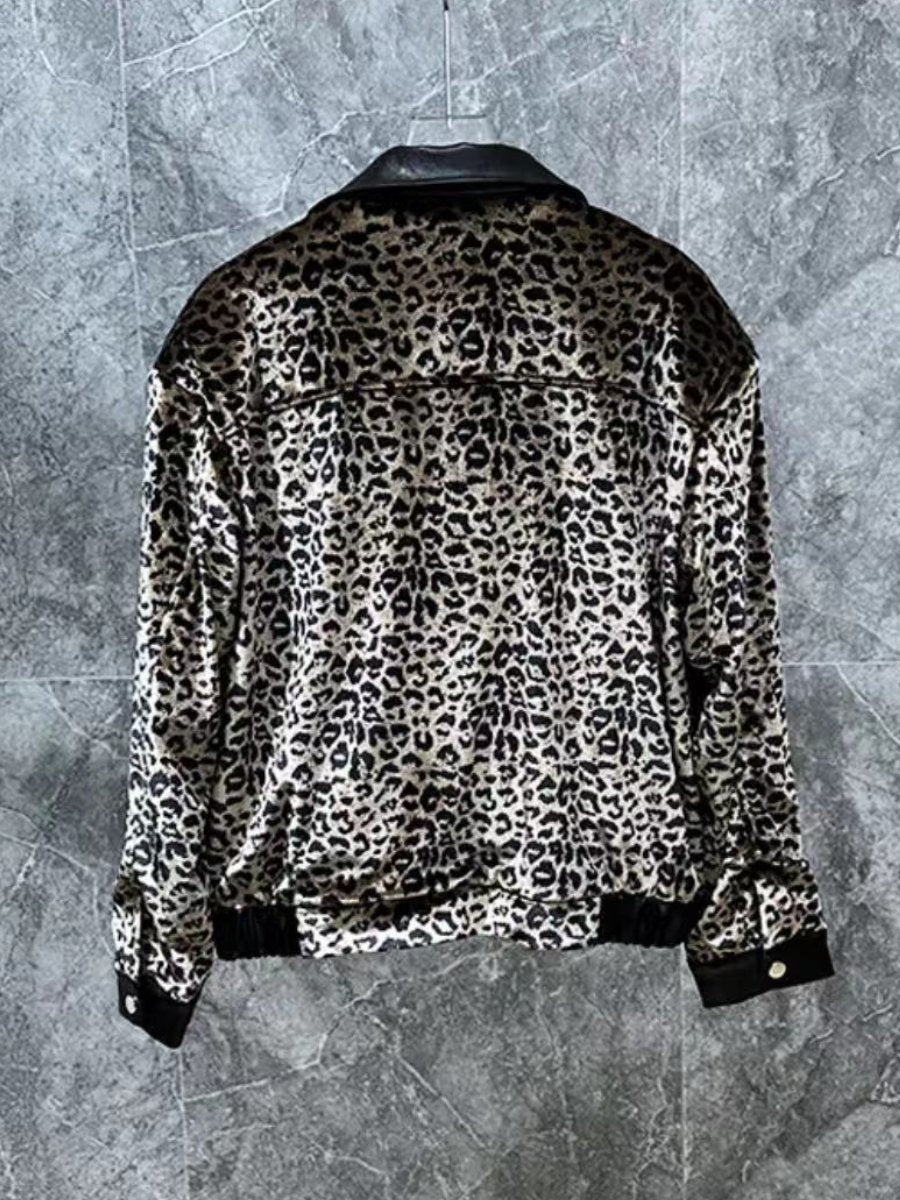 Velvet black gold leopard print jacket