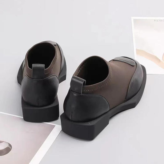 Fashionable and breathable panelled women's small leather shoes