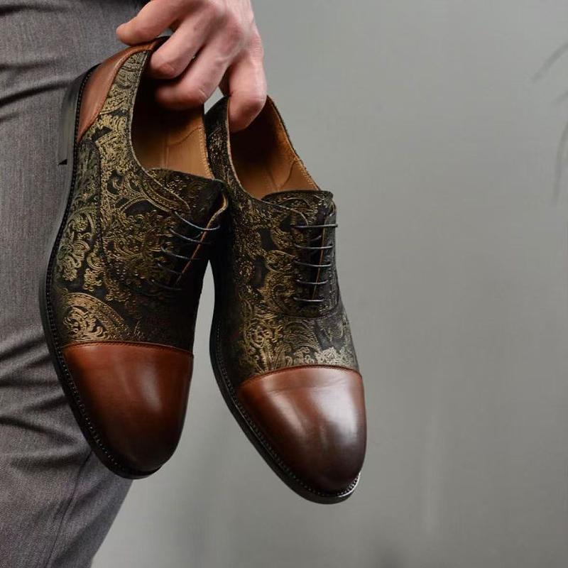 Light luxury pattern British style leather shoes