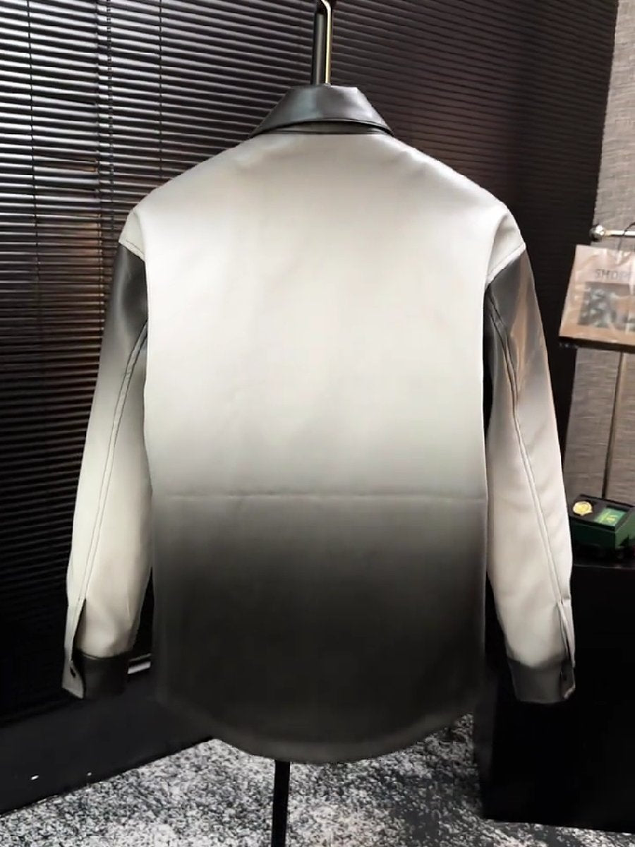 Men's jacket with leather gradient lapel