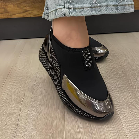 Rhinestone reflective women's casual shoes