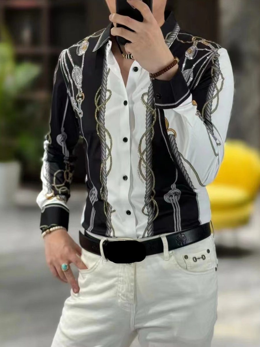 Casual and fashionable rhinestone long-sleeved shirt