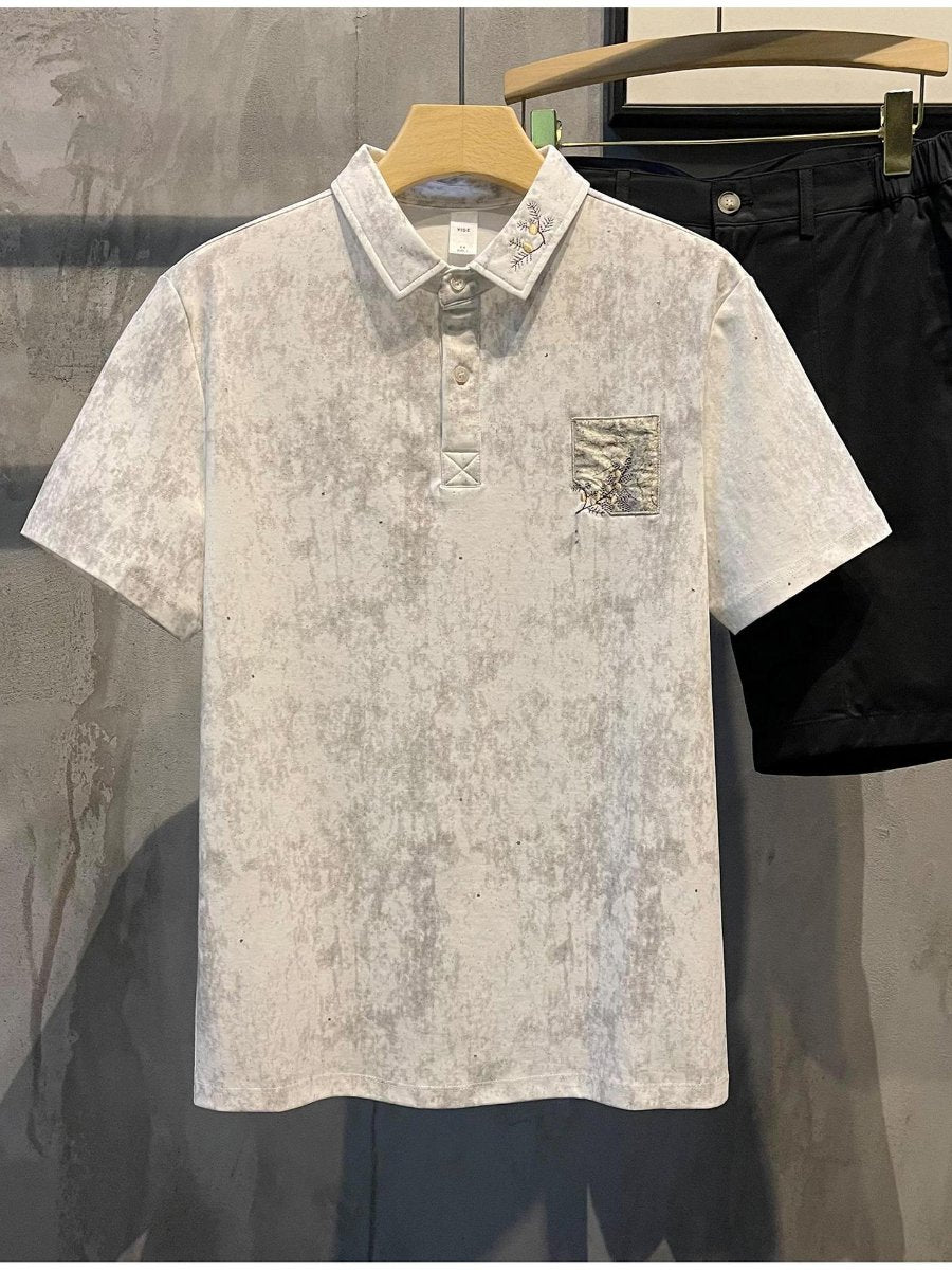 Men's Plum Blossom Embroidered Polo Shirt