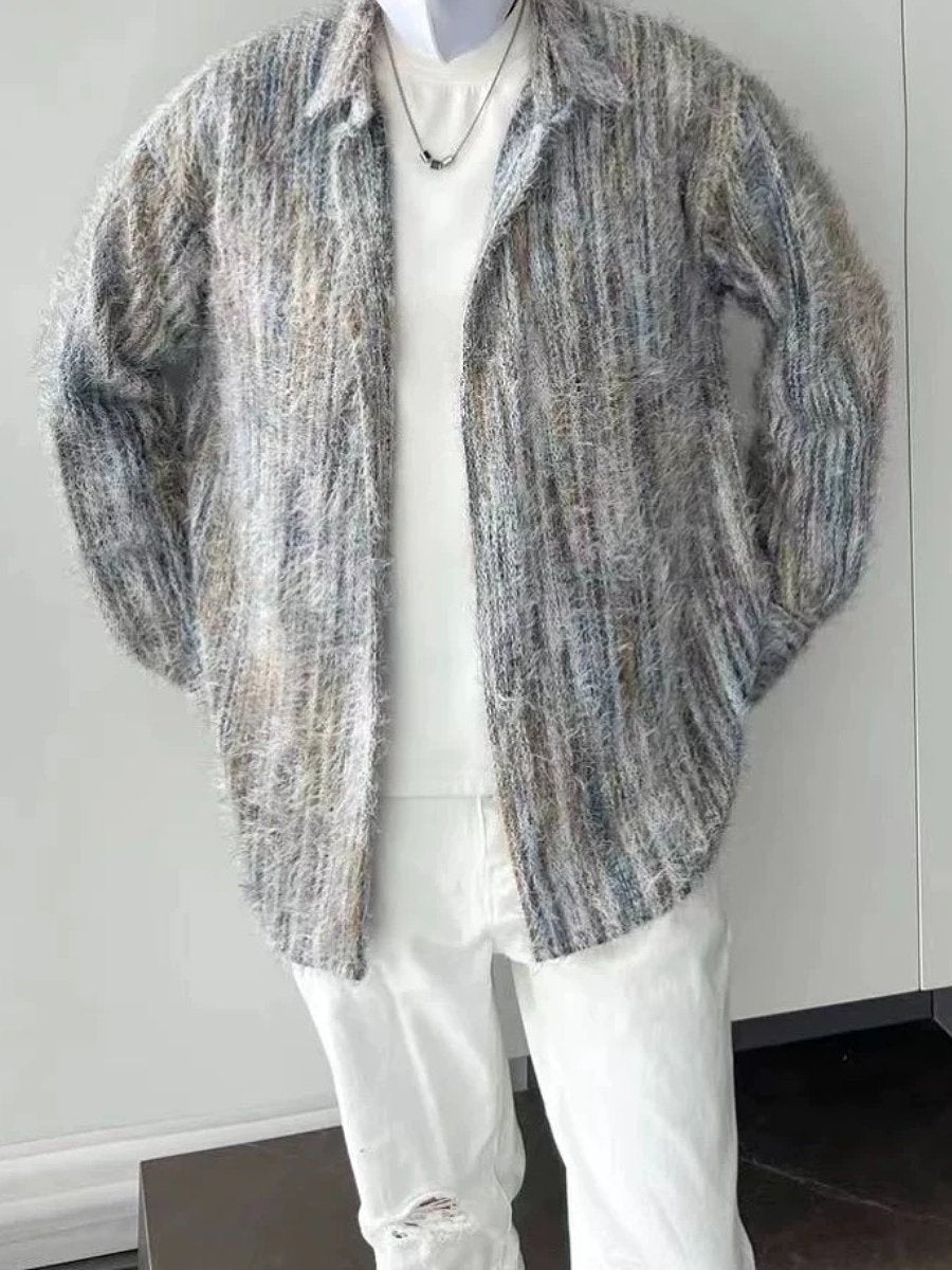 Loose-fitting plush knitted jacket