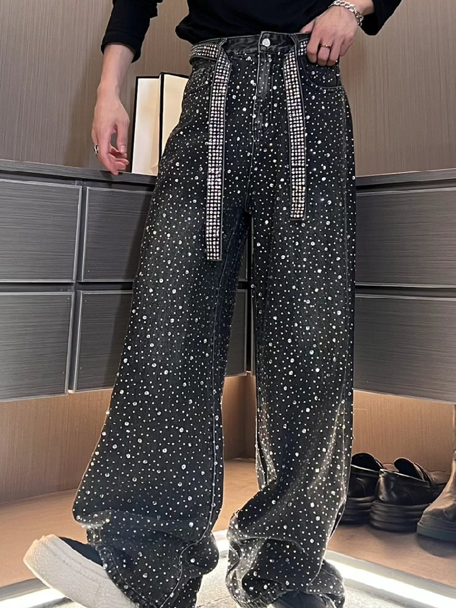 Diamond-filled loose, breathable casual pants